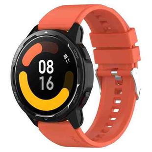 Protruding Head Silicone Strap Silver Buckle For Samsung Galaxy Watch4 Classic 42mm/46mm 20mm(Orange)