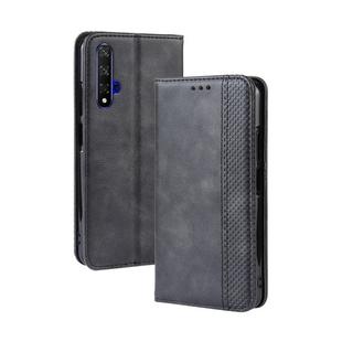 Magnetic Buckle Retro Crazy Horse Texture Horizontal Flip Leather Case for HUAWEI Honor 20 , with Holder & Card Slots & Photo Frame(Black)