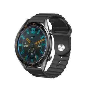 For Samsung Galaxy Watch 4 44mm 20mm Corrugated Silicone Watch Band(Black)