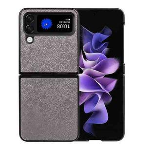 For Samsung Galaxy Z Flip4 Flower Butterfly Embossing Phone Case(Gray)