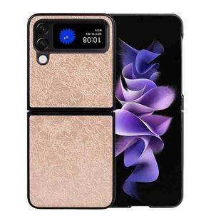 For Samsung Galaxy Z Flip4 Flower Butterfly Embossing Phone Case(Pink)