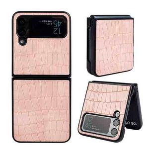 For Samsung Galaxy Z Flip4 Glossy CrocodileTexture Phone Case(Pink)
