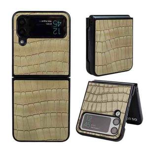 For Samsung Galaxy Z Flip4 Glossy CrocodileTexture Phone Case(Green)