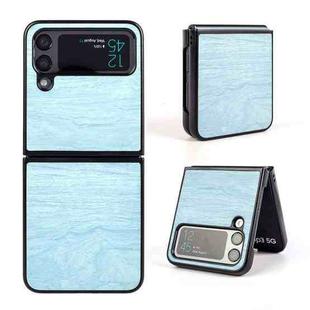 For Samsung Galaxy Z Flip4 Wood Grain Phone Case(Blue)