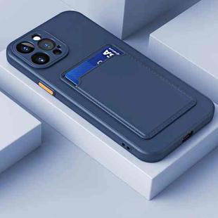 For iPhone 14 Plus Skin Feel Card Color Button TPU Case (Dark Blue)