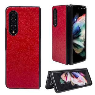 For Samsung Galaxy Z Fold4 Flower Butterfly Texture Folding Phone Case(Red)