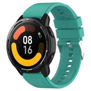 For Huami Amazfit GTS 2e 20mm Protruding Head Silicone Strap Silver Buckle(Teal Green)