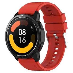 For Huami Amazfit Pop / Amazfit Pop  Pro 20mm Protruding Head Silicone Strap Silver Buckle(Red)