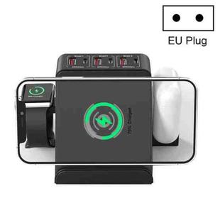 F8 80W 9 in 1 PD3.0 + QC3.0 + 15W Wireless Charging Multifunction Charger EU Plug(Black)