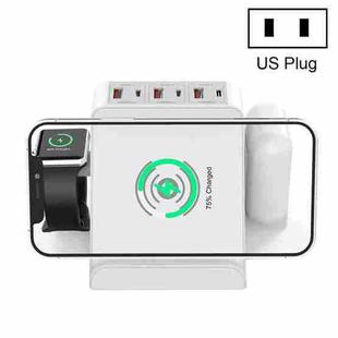 F8 80W 9 in 1 PD3.0 + QC3.0 + 15W Wireless Charging Multifunction Charger US Plug(White)