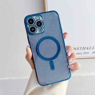 For iPhone 14 Plating Magsafe Glitter Phone Case (Dark Blue)