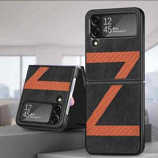Z Shape Fiber Stitching Folding Phone Case For Samsung Galaxy Z Flip4(Black)