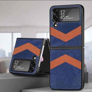 V Shape Fiber Stitching Folding Phone Case For Samsung Galaxy Z Flip4(Blue)