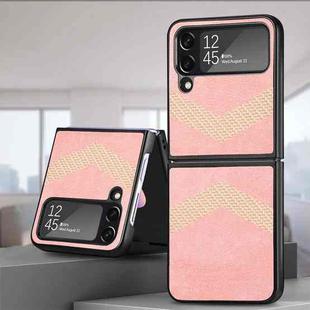 V Shape Fiber Stitching Folding Phone Case For Samsung Galaxy Z Flip4(Pink)