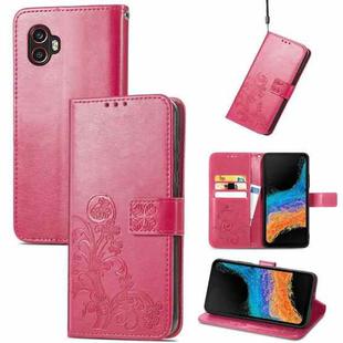 For Samsung Galaxy Xcover6 Pro Four-leaf Embossed Clasp Buckle Leather Phone Case(Rose Red)