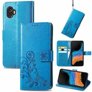 For Samsung Galaxy Xcover6 Pro Four-leaf Embossed Clasp Buckle Leather Phone Case(Blue)