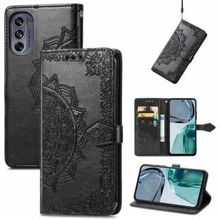 For Motorola Moto G42 Mandala Flower Embossed Leather Phone Case(Black)