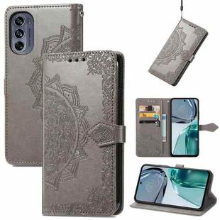 For Motorola Moto G42 Mandala Flower Embossed Leather Phone Case(Gray)