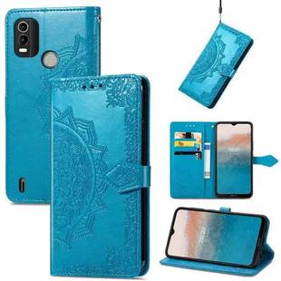 For Nokia C21 Plus Mandala Flower Embossed Leather Phone Case(Blue)