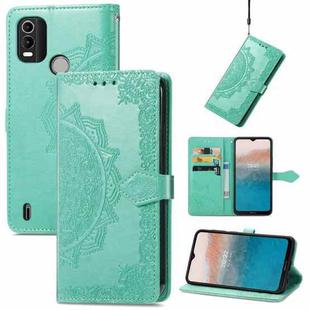 For Nokia C21 Plus Mandala Flower Embossed Leather Phone Case(Green)