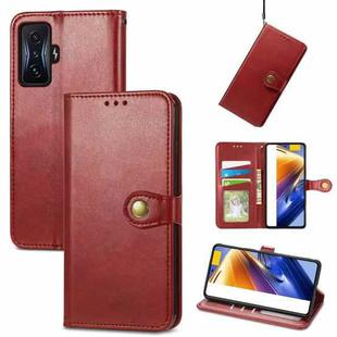 For Xiaomi Redmi K50 Gaming / Poco F4 GT Solid Color Buckle Leather Phone Case(Red)