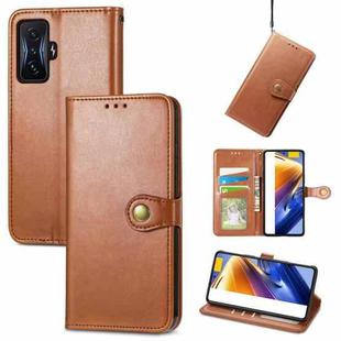 For Xiaomi Redmi K50 Gaming / Poco F4 GT Solid Color Buckle Leather Phone Case(Brown)