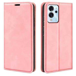 For ZTE Blade V40 Pro Retro-skin Magnetic Suction Leather Phone Case(Pink)
