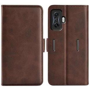 For Xiaomi Poco F4 GT Dual-side Magnetic Buckle Flip Leather Phone Case(Brown)