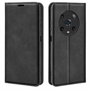 For Honor Magic4 Pro Retro-skin Magnetic Suction Leather Phone Case(Black)