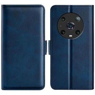 For Honor Magic4 Pro Dual-side Magnetic Buckle Flip Leather Phone Case(Dark Blue)