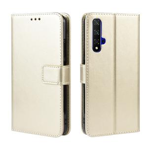 Retro Crazy Horse Texture Horizontal Flip Leather Case for HUAWEI Honor 20 , with Holder & Card Slots & Photo Frame(Gold)