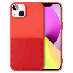 For iPhone 14 Liquid Silicone Skin Feel Phone Case with Card Slot (Red)