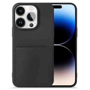 For iPhone 14 Pro Liquid Silicone Skin Feel Phone Case with Card Slot(Black)