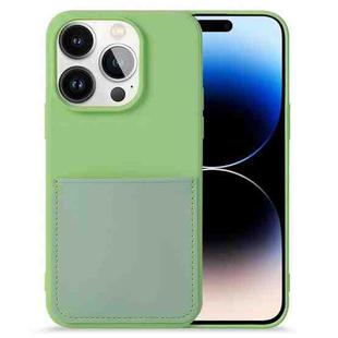 For iPhone 14 Pro Liquid Silicone Skin Feel Phone Case with Card Slot(Green)