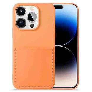 For iPhone 14 Pro Liquid Silicone Skin Feel Phone Case with Card Slot(Orange)