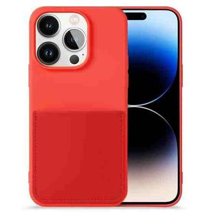 For iPhone 14 Pro Max Liquid Silicone Skin Feel Phone Case with Card Slot (Red)
