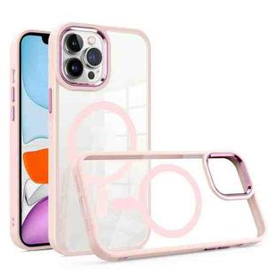 For iPhone 11 Gold Shield Clear TPU MagSafe Phone Case (Pink)