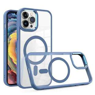For iPhone 11 Pro Max Gold Shield Clear TPU MagSafe Phone Case (Blue)