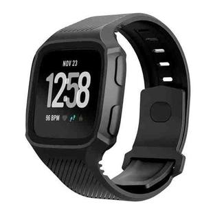 For Fitbit Versa Integrated Protection Silicone Watch Band(Black)