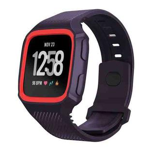 For Fitbit Versa Integrated Protection Silicone Watch Band(Blue Red)