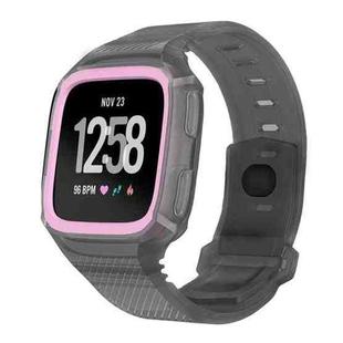 For Fitbit Versa Integrated Protection Silicone Watch Band(Grey Pink)
