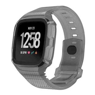 For Fitbit Versa Integrated Protection Silicone Watch Band(Grey Black)