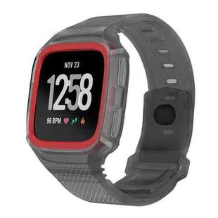 For Fitbit Versa Integrated Protection Silicone Watch Band(Grey Red)