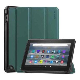 For Amazon Fire 7 12th 2022 ENKAY Smart Leather Tablet Case(Dark Green)