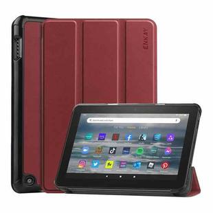 For Amazon Fire 7 12th 2022 ENKAY Smart Leather Tablet Case(Rose)