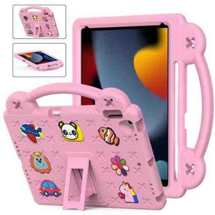 For iPad 10.2 2021 / 2020 / 2019 Handle Kickstand Children EVA Shockproof Tablet Case(Pink)