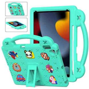 For iPad 10.2 2021 / 2020 / 2019 Handle Kickstand Children EVA Shockproof Tablet Case(Mint Green)