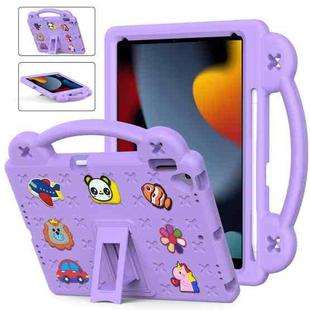 For iPad 10.2 2021 / 2020 / 2019 Handle Kickstand Children EVA Shockproof Tablet Case(Light Purple)