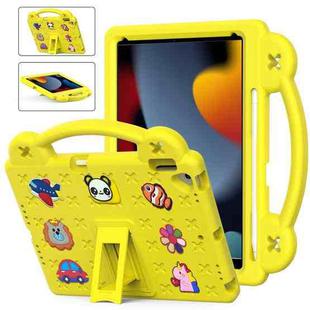 For iPad 10.2 2021 / 2020 / 2019 Handle Kickstand Children EVA Shockproof Tablet Case(Yellow)