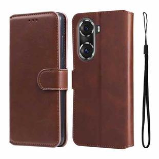 For Honor 60 Pro JUNSUNMAY Calf Texture Leather Phone Case(Brown)